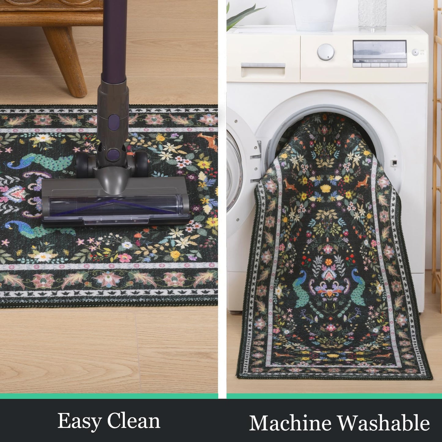 HEBE Washable Kitchen Rugs Sets of 3, Non Slip Absorbent Kitchen Rugs and Mats, Farmhouse Stain Resistant Kitchen Mat Carpet Runner for Kitchen Floor, Laundry Room, Hallway