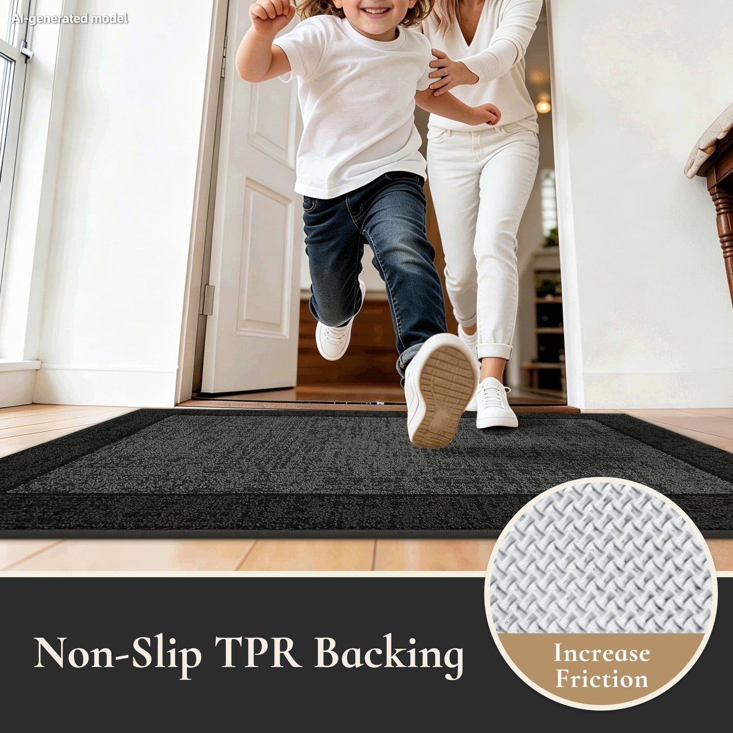 MatMaven Dirt Trapper Door Mat 20"x 32", Non Slip Washable Doormat, Stain Removal and Absorbent Welcome Mat, Floor Mats,Low Profile Entrance Dog Door Mats for Front Back Door,Dark Grey & Charcoal