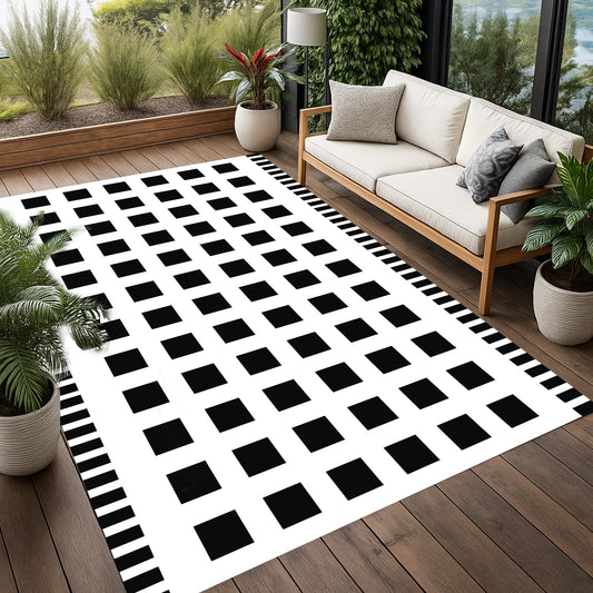 WILDROOTS 4x6 Feet Checker Plastic Outdoor Rug, Stain Resistant Waterproof Reversible Outdoor Patio Rug, Fade Resistant Camping Rug