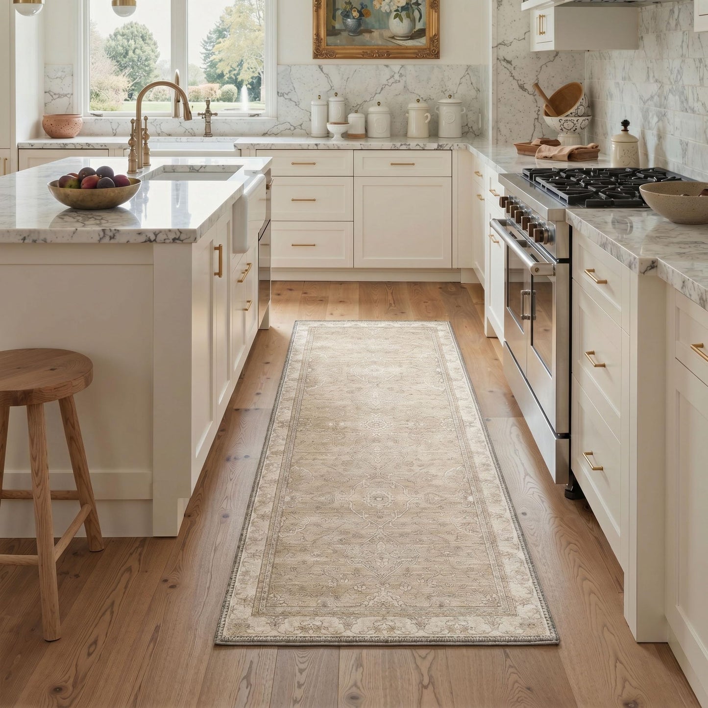 GENIMO 2X3 Area Rugs for Entryway, Non Slip Machine Washable Low Pile Rug for Bedside, Soft Stain Resistant Entrance Doormat, Warm Beige