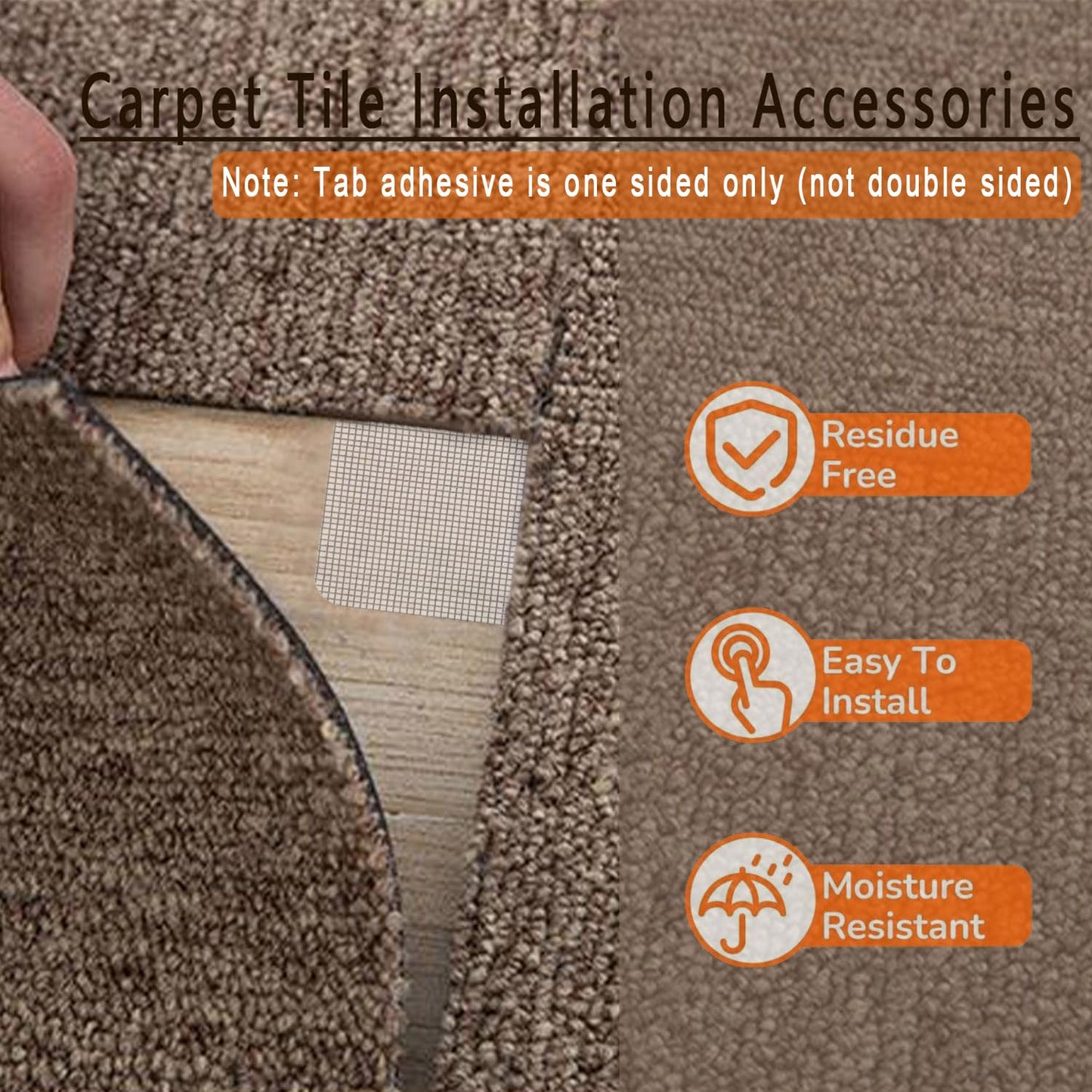 Carpet Tile Tape, 4" x 4"Carpet Square Adhesives Tabs That Creates a Floating Floor 420 tabs per Pack