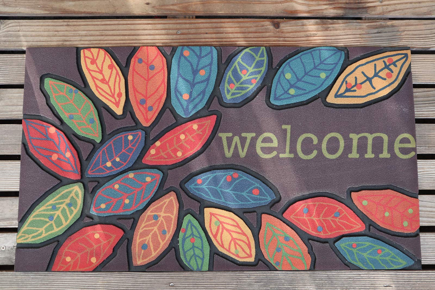 CHICHIC Door Mat, Welcome Mat 17x 30 Inch Front Door Mat Outdoors for Home Entrance Outdoors Mat for Outside Entry Way Doormat Entry Rugs, Heavy Duty Non Slip Rubber Back Low Profile, Leaves