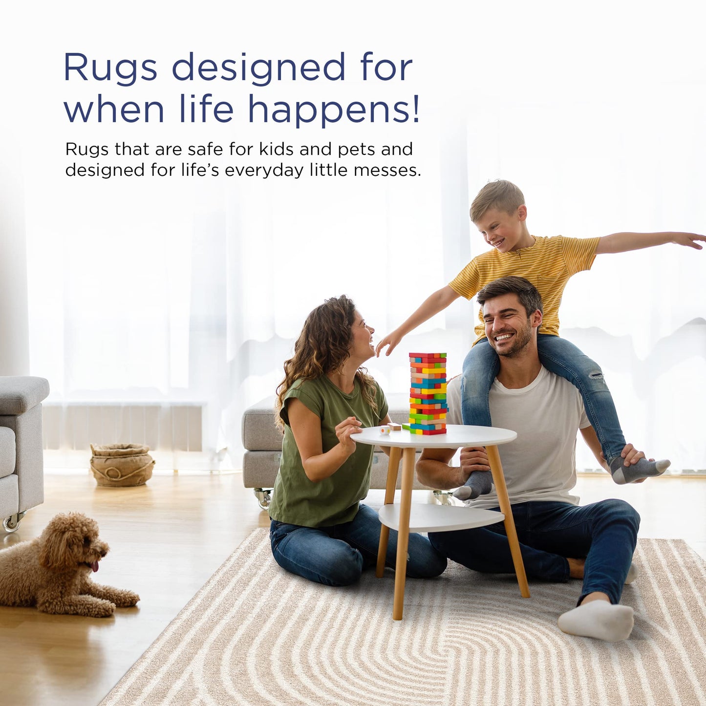 Abani Area Rug for Living Room -Nuevo 5' x 8' Beige Arch Pattern Area Rug, Soft and Durable Living Room Rug, Stain and Fade Resistant, Chic Modern Design, Pet & Kid Friendly