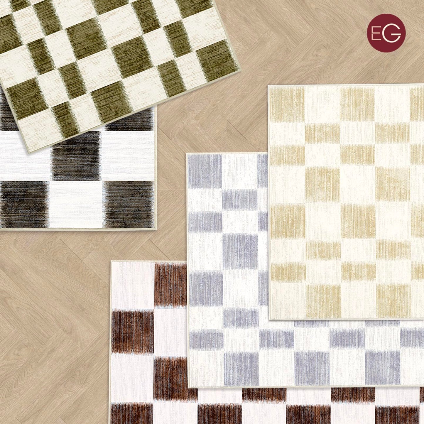 EVERGRACE Checkered Plaid Area Rug 2x3, Soft Fuzzy Faux Wool Rugs Washable Anti Slip Rugs Small Rug Carpet for Entryway Bedroom Living Room Hallway Kitchen Dining Room and Laundry Room, Beige