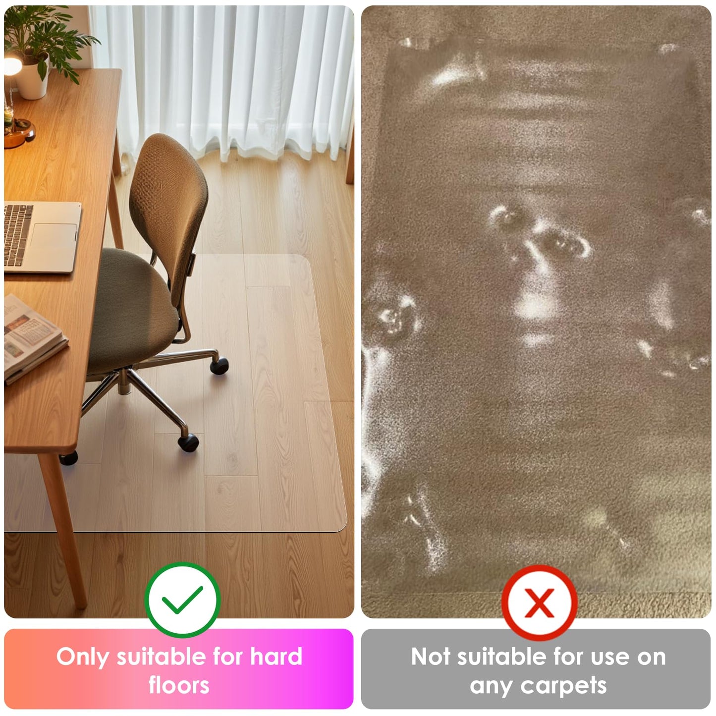 Azadx Office Chair Mat for Hardwood Floor 30 x 48'', Small Chair Mats Clear Easy Glide on Hard Floors, Rolling Chairs Mat Plastic Mats Under Desk Chairs
