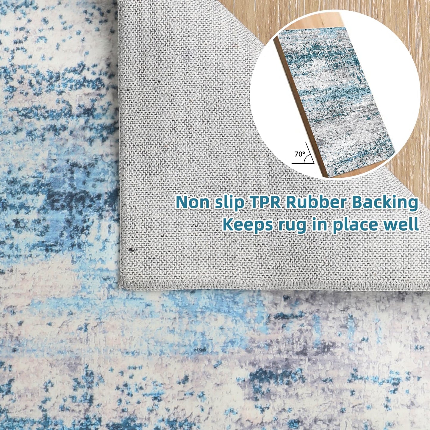 Dripex Faux Rabbit Fur Small Area Rug, 2x3 Washable Coastal Blue Fluffy Rugs,Stain Resistant Indoor Door Mat for Home Entrance, Non-Slip Fluffy Throw Rugs for Living Room Bedroom Kids Room