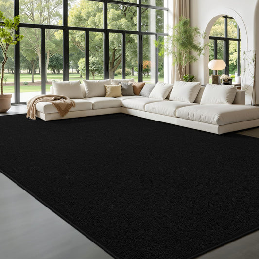 Area Rugs for Living Room Bedroom, 4 x 6 Ft Non-Slip Modern Area Rug, Soft Thickened Memory Foam Rug, Comfy Minimalist Indoor Carpet for Boys Girls Room Nursery Dorm Home Decor, Black
