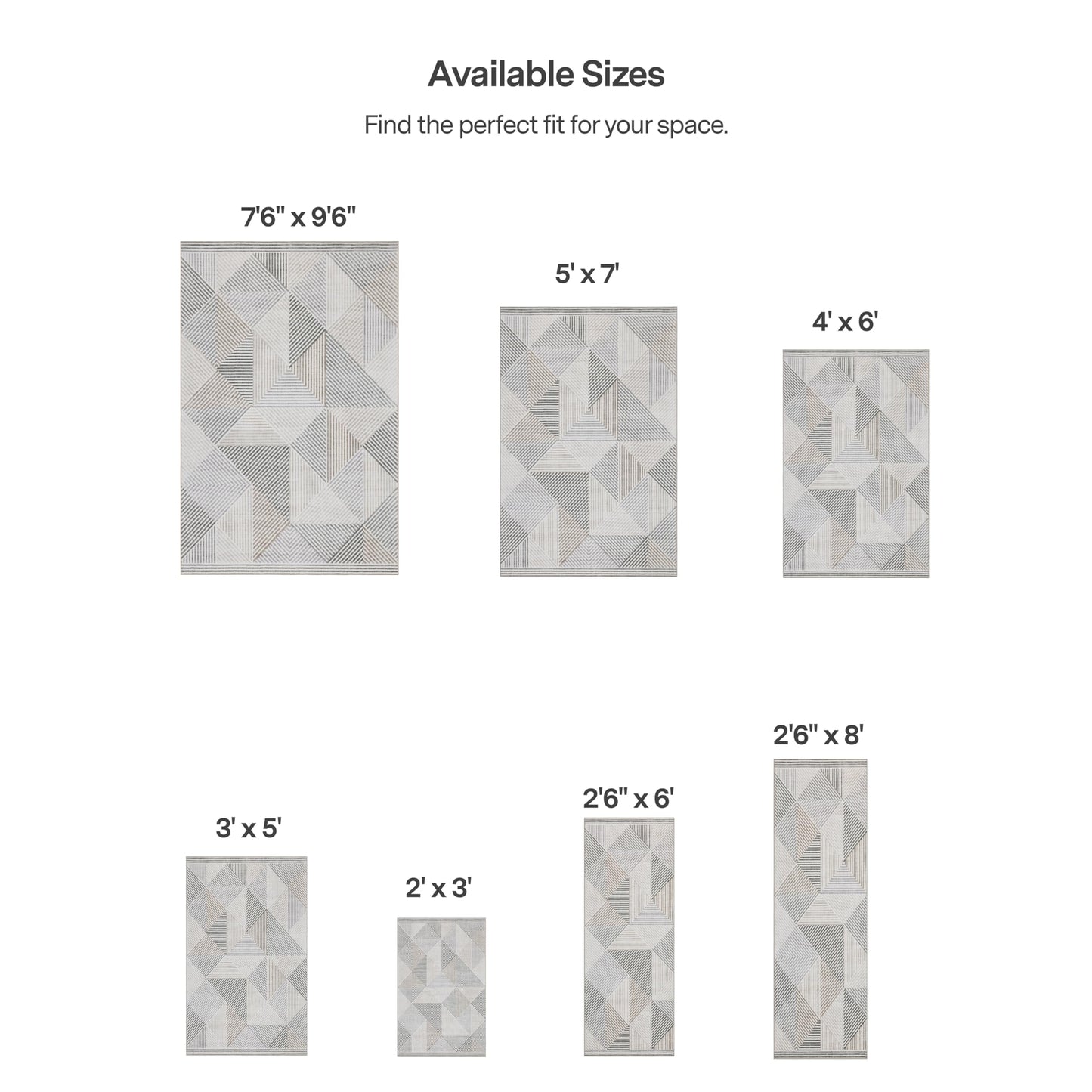 ReaLife Rugs Machine Washable Area Rug - Living Room Bedroom Bathroom Kitchen Entryway Office - Padded Crease Free Stain Resistant Premium - Modern Geometric Contemporary- Miles- Beige - 2'x 3'