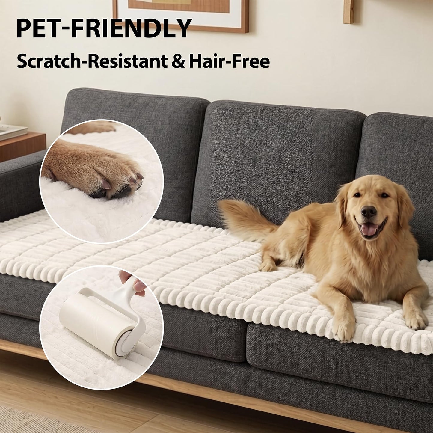 Fixwal Pet and Family Friendly Couch Covers, Washable Non-Slip Dog Mat with Waterproof Backing, Soft Plush Protector for Sofa, Car Seat, Bedside, Playpen, Camping (White, 27.6" x 59.1")