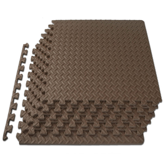 ProsourceFit Exercise Puzzle Mat 1/2-inch, EVA Interlocking Foam Floor Tiles for Home Gym, Workout Equipment, Kids Play Areas, Brown, 24 Sq Ft - 6 Tiles