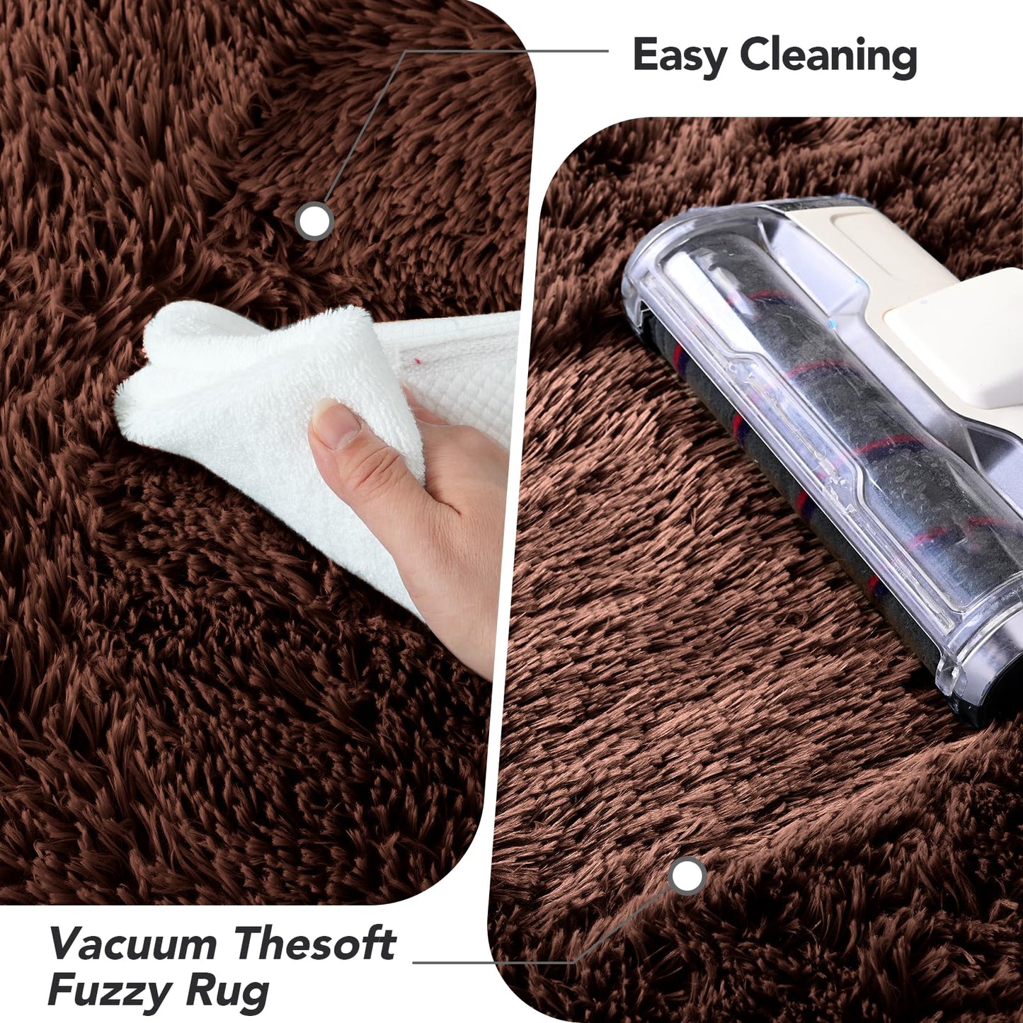 Fluffy Brown Bedroom Area Rug: Ultra Fluffy Non-Slip Floor Carpet for Bedroom Living Room Nursery Playroom, Soft Shaggy Rug Home Decor (Brown 5x7 Feet)