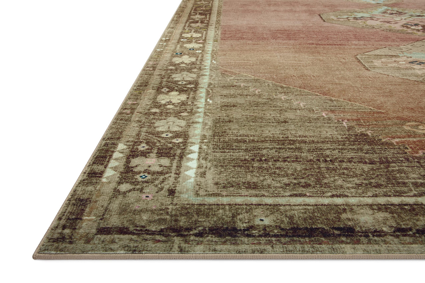 Loloi Magnolia Home by Joanna Gaines Sinclair Collection SIN-06 Clay/Tobacco 8'-6" x 11'-6", .25" Pile Height, Machine Washable, Area Rug