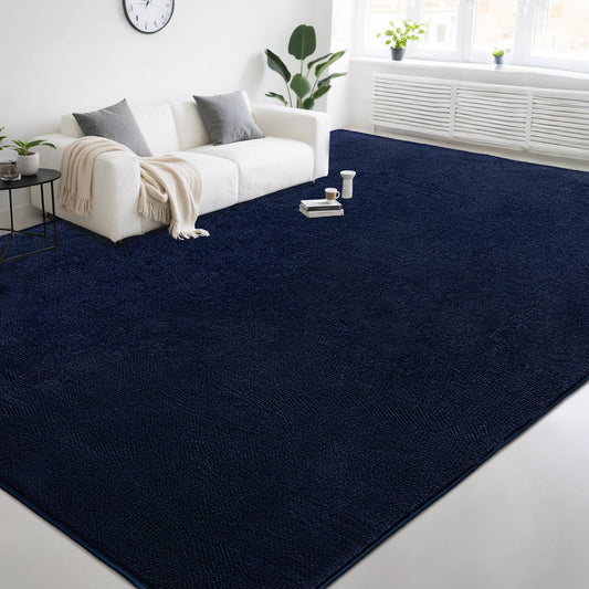 AAFKK Large Modern Area Rugs for Living Room Bedroom, 6x9 Feet Navy Blue Ultra Soft Thickened Memory-Foam Indoor Rug, Comfy Aesthetic Solid Minimalist Carpets for Girls Boys Nursery Dorm Home Decor