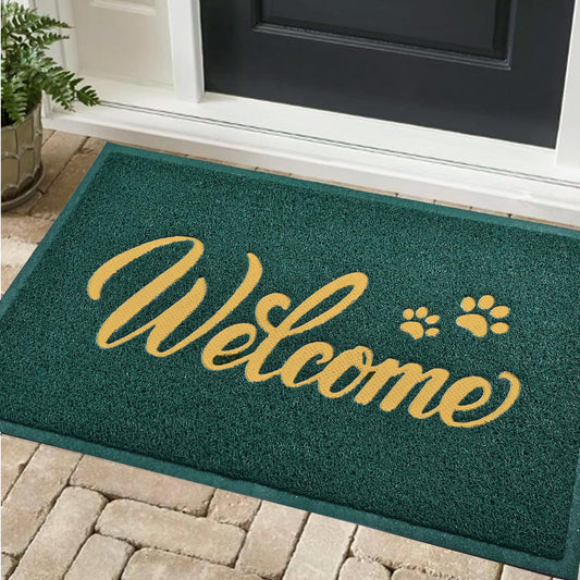 T.HENV Christmas Door Mat Outdoor, 30x17.5 Waterproof All-Season Front Door Mat Outside Entrance, All-Weather Quick Drying, Low Profile Doormat Indoor, Patio Porch Entryway Mats, Green-Gold