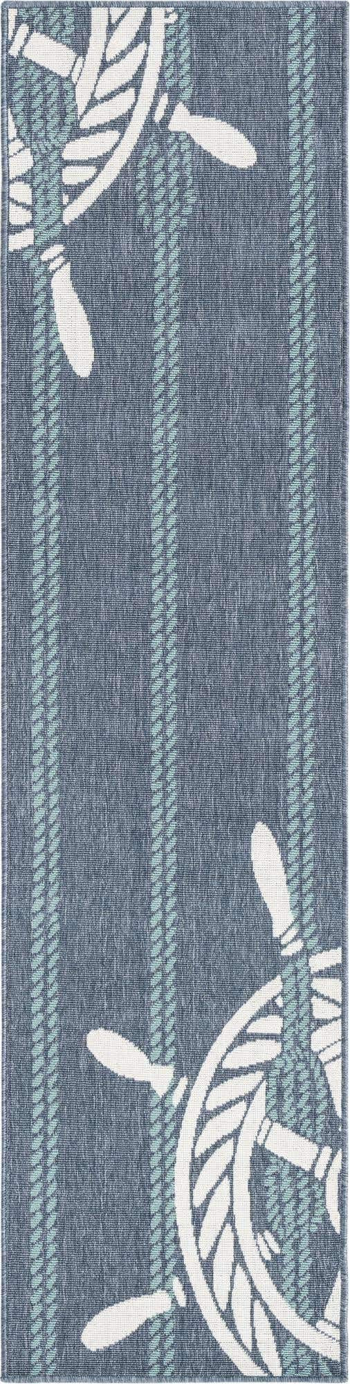Unique Loom Outdoor Coastal Collection Area Rug - Helm (2' x 8' Runner, Navy Blue/ Ivory)