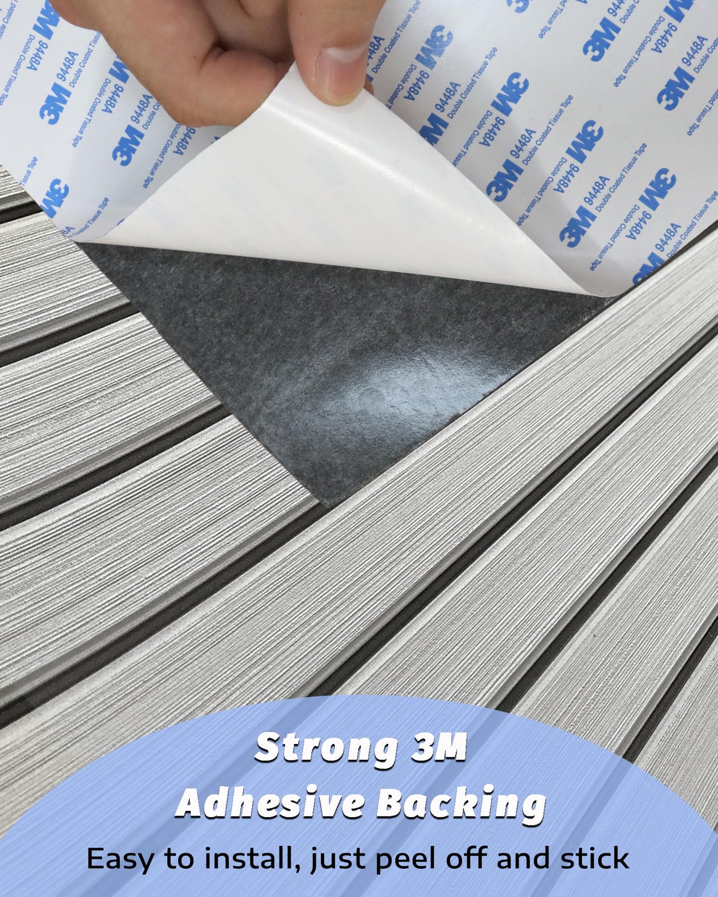 KXKZREN EVA Foam Boat Decking with 3M Adhesive Backing - Strong Self-Adhesive Faux Teak Flooring Sheet 47.2" x 11.8" Anti-Slip Marine Mats for Motorboat Jon Boats Yacht Kayak