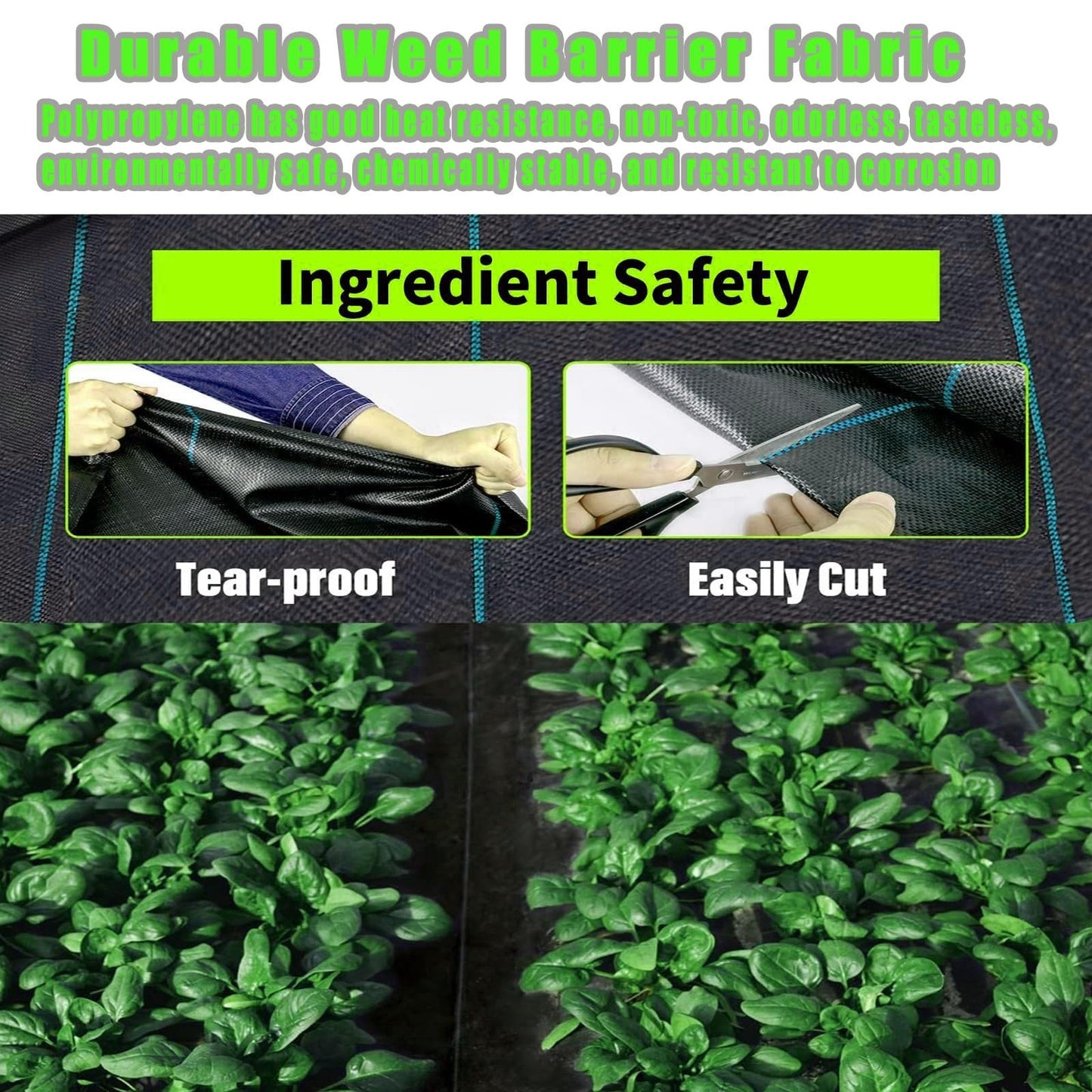 Premium Weed Barrier Landscape Fabric, High Permeability Good, Heavy Duty, for Greenhouse Floors, Garden Rows, Raised Beds, Grass and Yard and Outdoor Landscape Protection, 0.6x20m/2x66ft