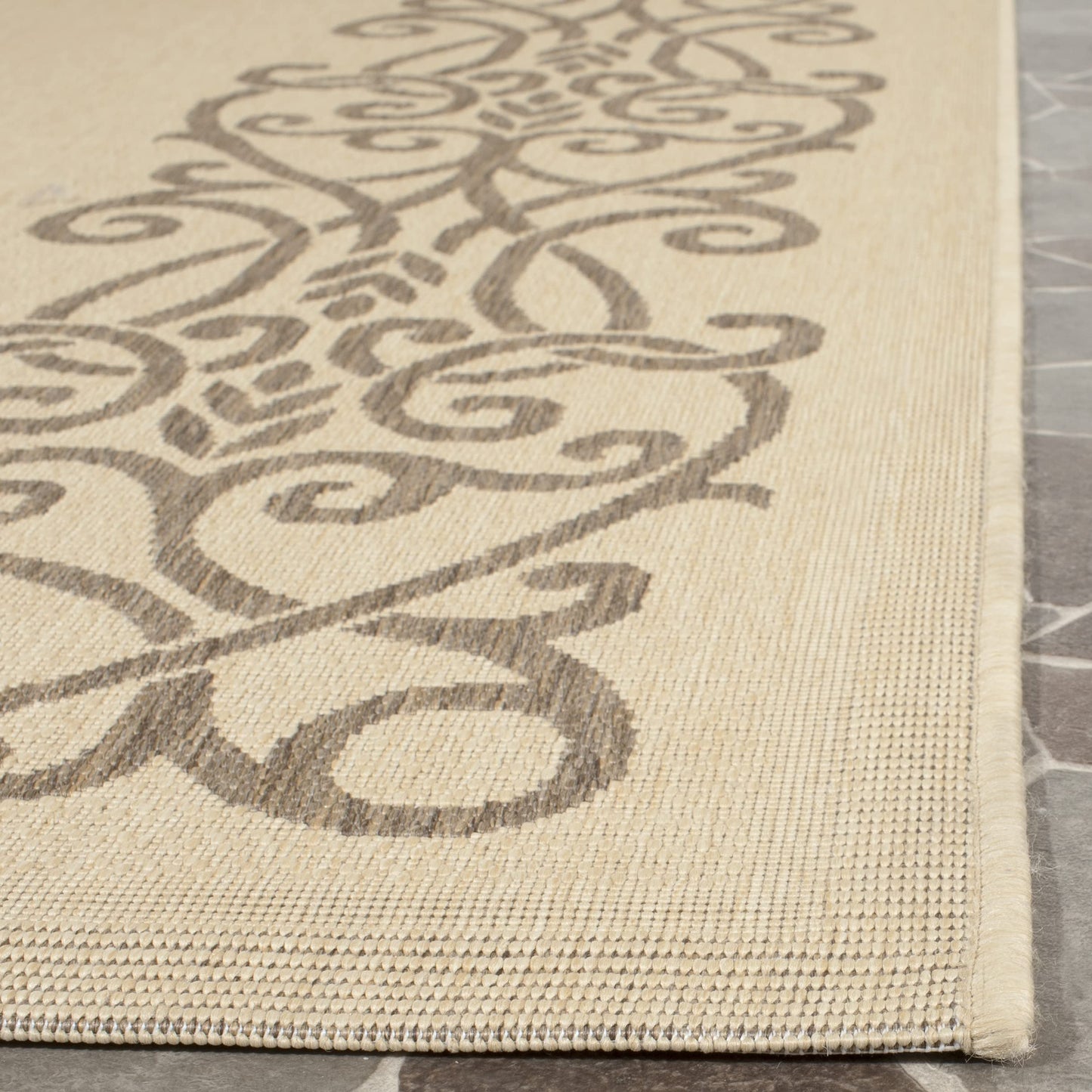 SAFAVIEH Washable Rug Outdoor Courtyard Collection - 2'3" x 6'7" Runner, Natural & Brown, Non-Shedding & Easy Cleaning, Ideal for Patio, Entryway, Mudroom, Hallway, Kitchen (CY1588-3001)