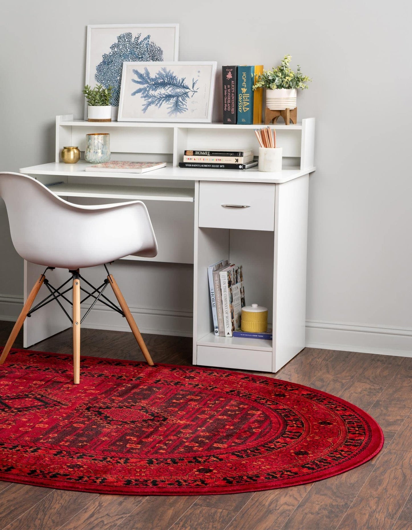Unique Loom Tekke Collection Area Rug - Sheibani (5' 3" x 8' Oval, Red/ Black)