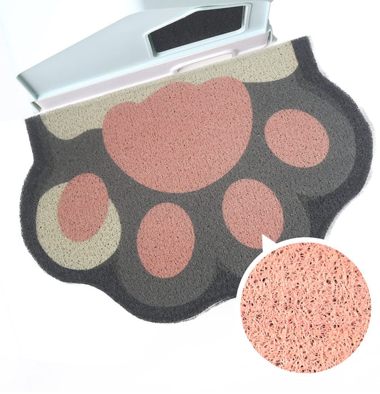 Rarenut Cute Cat Litter Mat 24”x16”, Litter Box Mat, Litter Trapping Mat, Soft on Kitty Paws, Easy Clean, Anti Slip, Pet Accessories, Door Floor mats - Grey Pink
