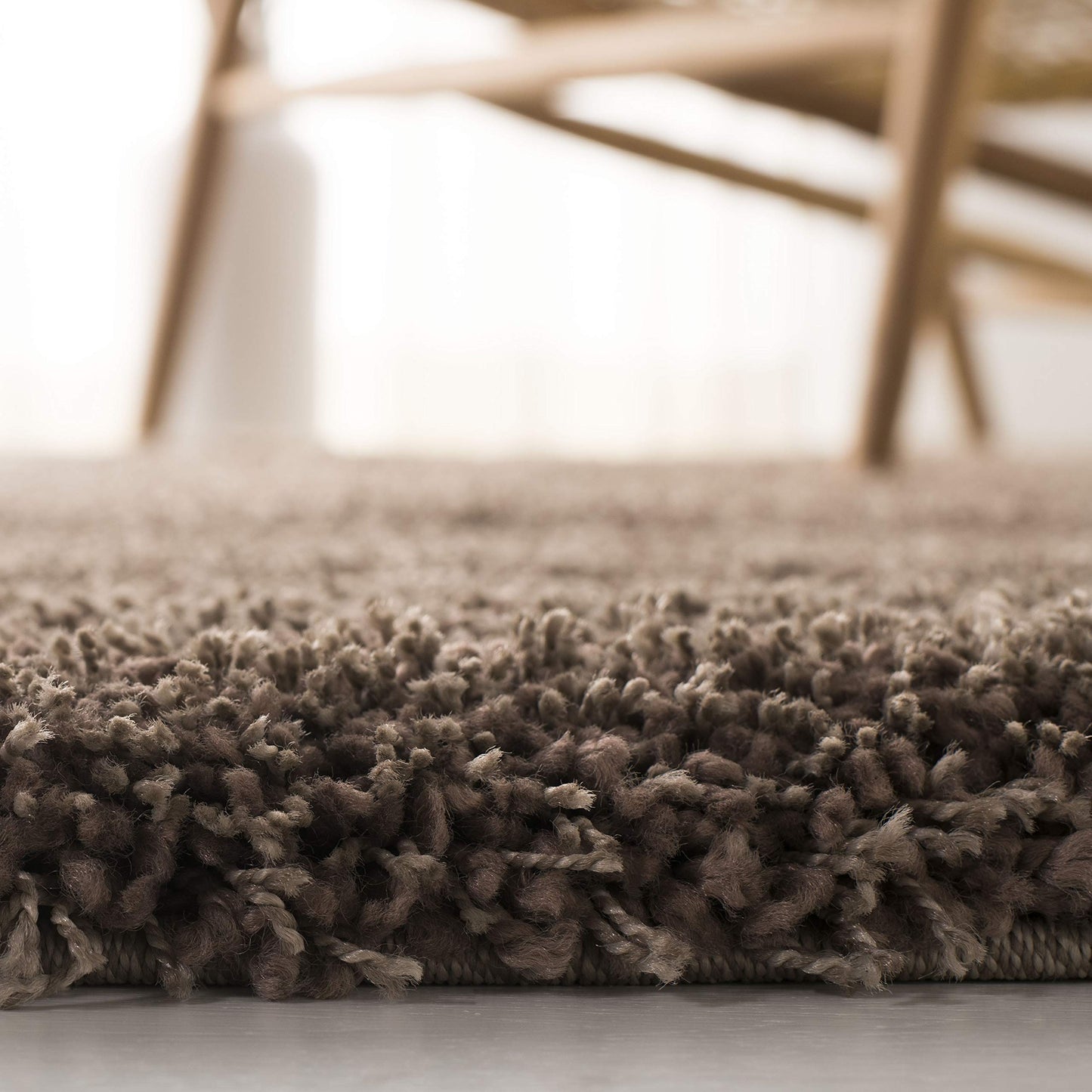 SAFAVIEH California Shag Collection Area Rug - 6'7" Square, Taupe, Non-Shedding & Easy to Clean, Ultra Plush Thick Pile, Ideal for Living Room, Bedroom, Dining Space (SG151-2424)