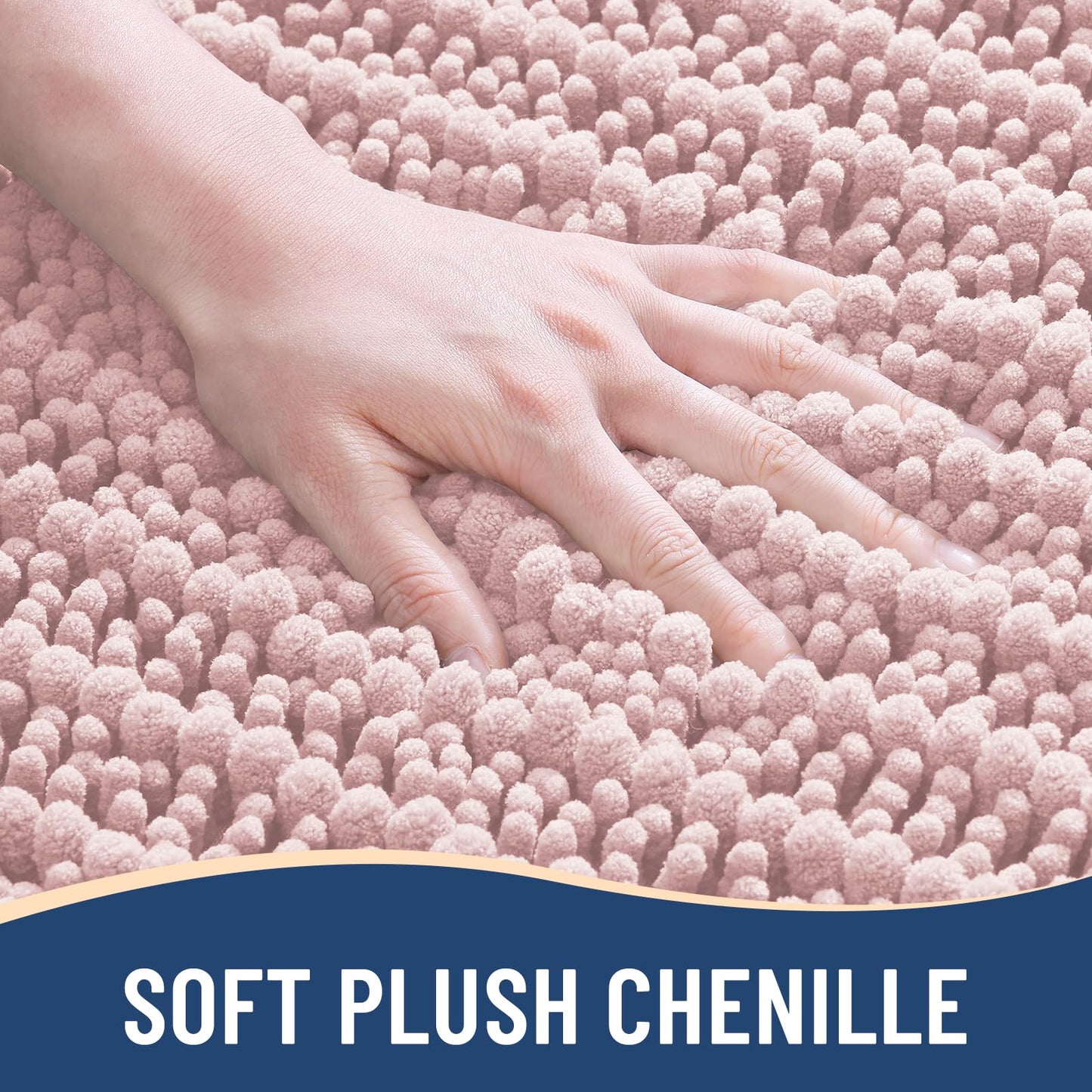Arotive Luxury Bathroom Rugs 30x17, Extra Soft Thick Absorbent Shaggy Chenille Bath Rugs, Non-Slip Machine Wash Dry, Bath Mats for Bathroom Floor, Tub and Shower, Home Decor Accessories, Dirty Pink