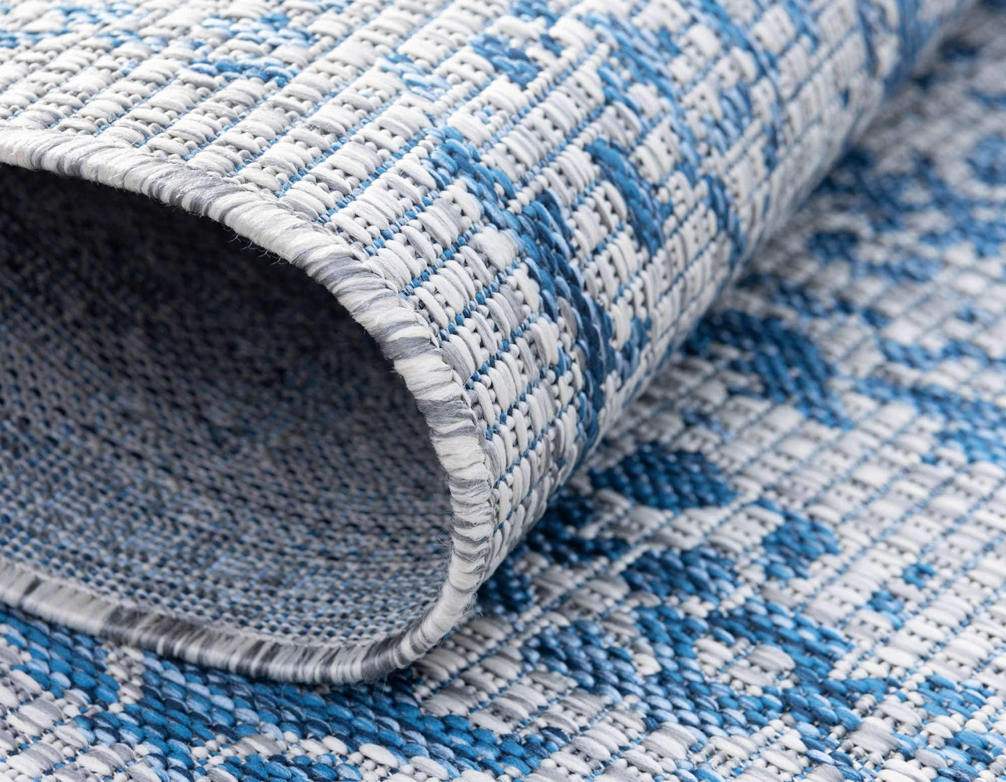Unique Loom Outdoor Traditional Collection Area Rug - Timeworn (4' 1" x 6' 1" Rectangle, Blue/ Gray)
