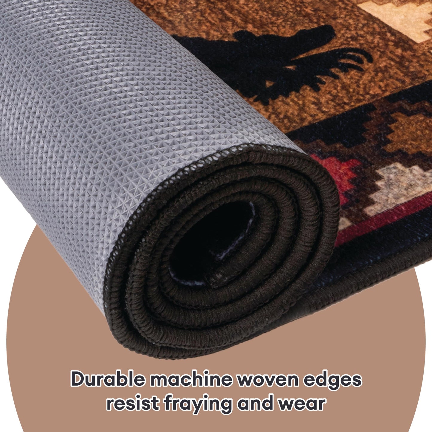 Bear Decor Rustic Throw Area Rugs Moose, 3x5, 4x6, 5x8, 6x9 Ft, Cabin & Living Room
