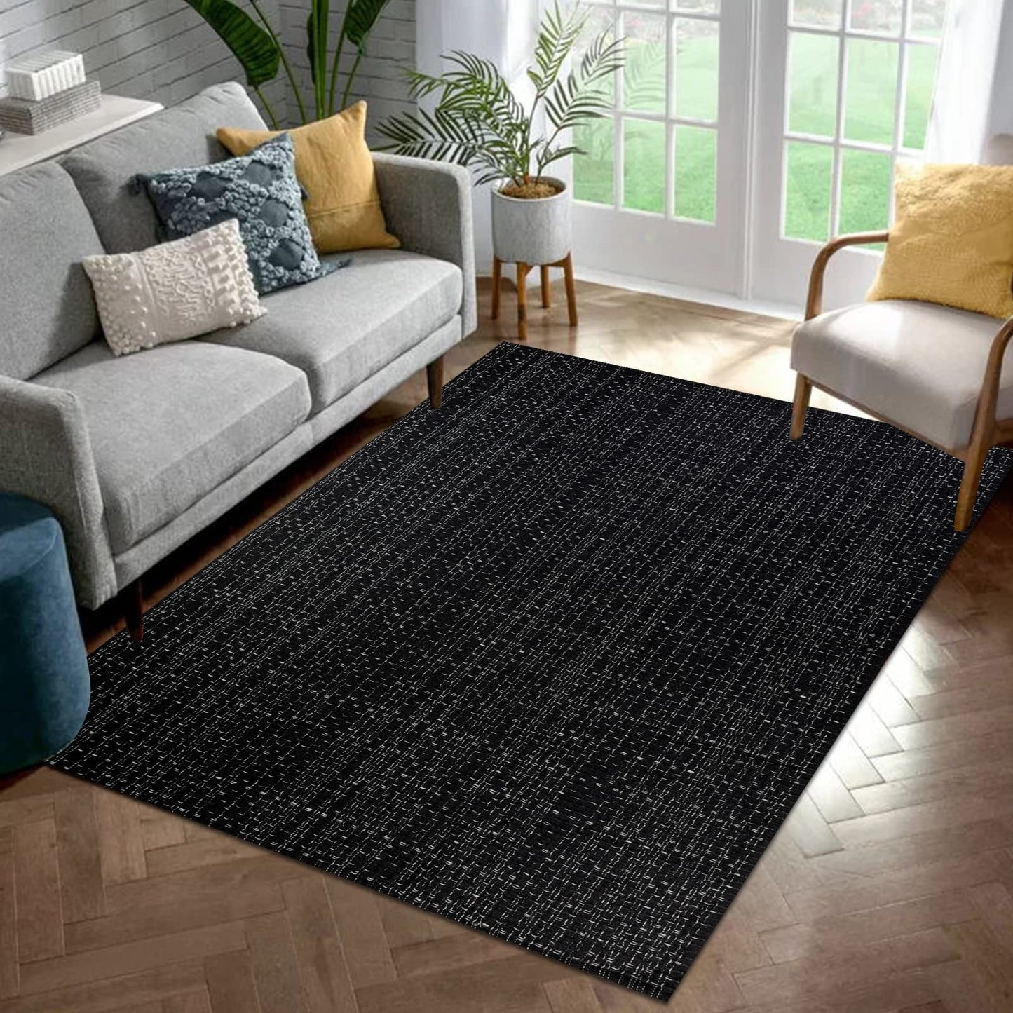 Seavish 4X6 Area Rug, Washable Kitchen Rug, Black and White Striped Outdoor Rug, Modern Cotton Woven Rugs, Farmhouse Decor Reversible Laundry Room Mat Small Accent Throw Rugs Front Porch Patio Mat