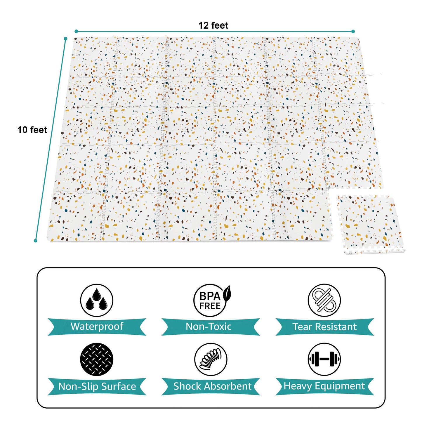 Sorbus 48 Sq. Ft. Wood Grain Floor Tiles Foam Mat EVA Interlocking Mats Tile 3/8-Inch Thick Flooring Wood Puzzle Exercise Mats w/Borders - Home Playroom Basement, Apartment, Trade Show, Baby, Dance