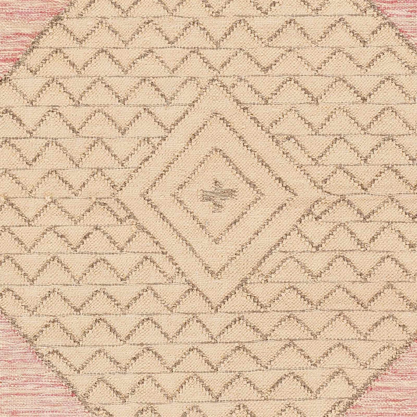 Hauteloom Sang Recycled Material Area Rug - Geometric Diamond Chevron Medallion Border - Bohemian Transitional Boho Tribal Moroccan - Dusty Pink, Dark Pink, Tan, Pink, Cream - 2' x 3'