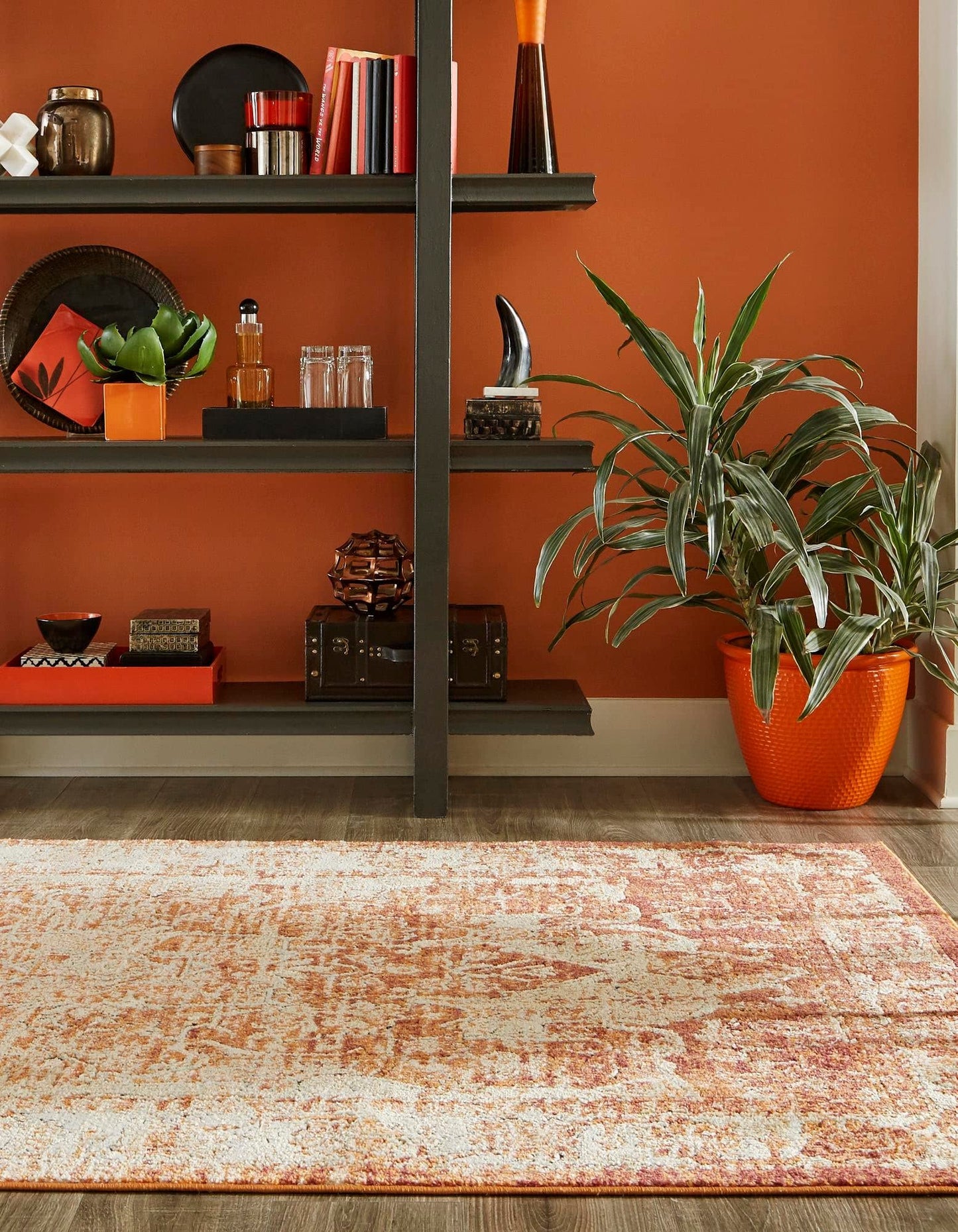 Unique Loom Isabella Collection Area Rug - Adjani (10'x 14' 1" Rectangle, Rust Red/ Black)