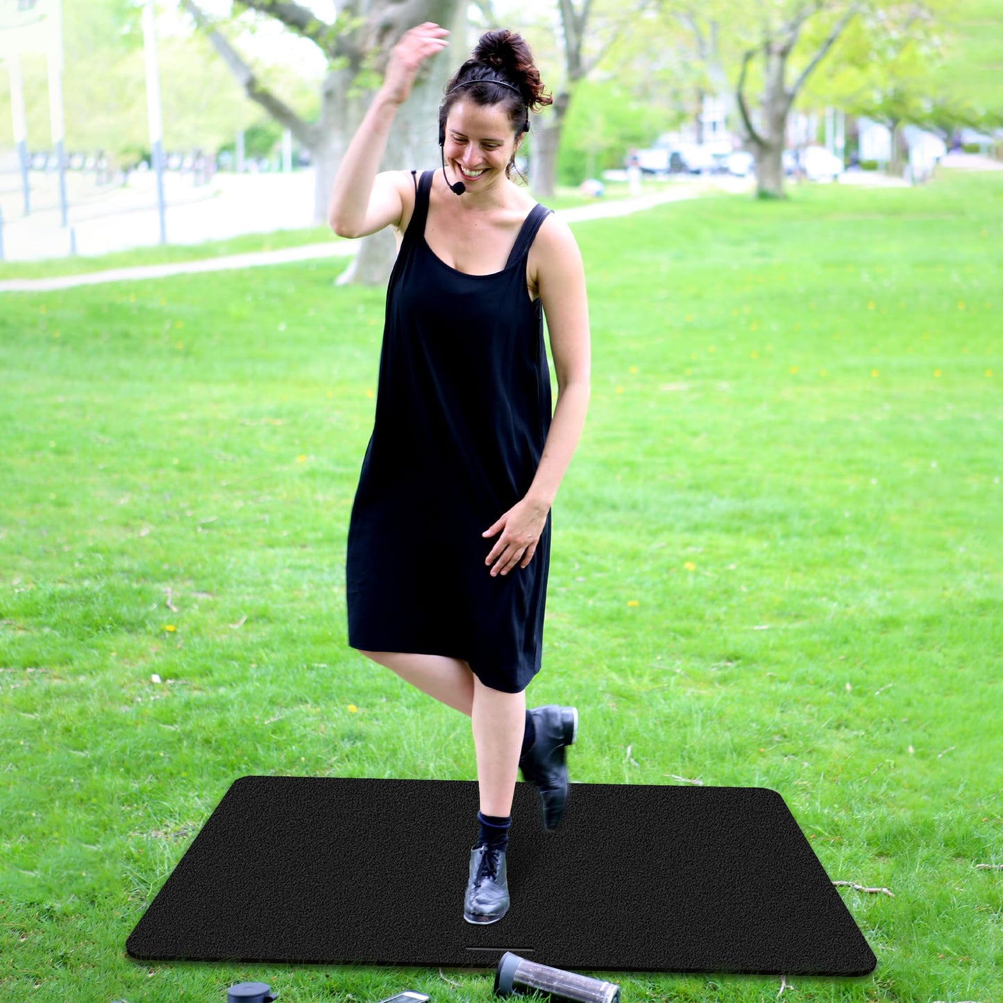 koretech Tap Dance Floor, Portable Dance Floor, Professional Tap Board for Tap Dancing, Cushioned Base Dance Practice Floor, 48'' x 28'', Black