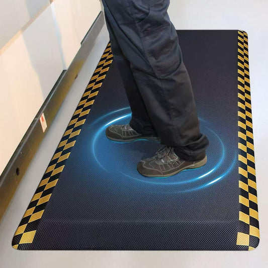 Anti Fatigue Mat for Industrial - 39"x20" Standing Floor Mat with Safety Yellow Border, Ergonomic Work Mat for Warehouse, Garage, Public - Relieves Back & Leg Pain