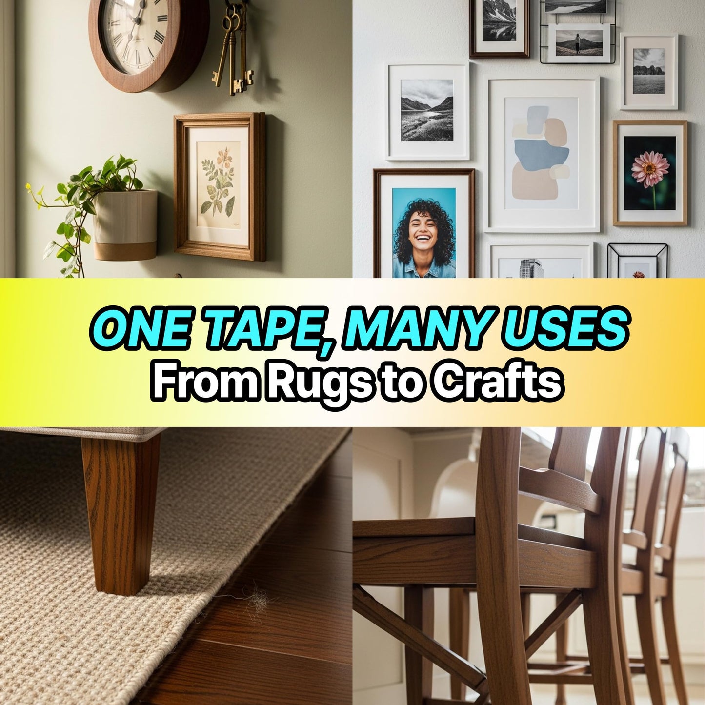 HASHI Double Sided Stair Tread Tape (2" x 20 Yards), Heavy Duty Non Slip Rug Gripper for Carpet & Runners, Safe for Hardwood Floors