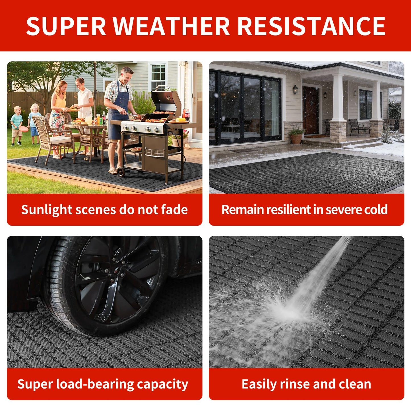 Linoows Heavy Duty Door Mat - DIY Interlocking Design, Dirt Trapper Front Doormat, 35.4x19.7 Inch All-Season Welcome Door Mats Non-Slip for Indoor Outdoor Entrance Home Commercial, Gray