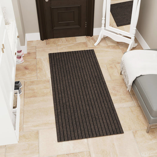 Ottomanson 2'7" x 5' Mud Mat Area Rug Scraper Carpet - Non-Slip, Dirt Trapping for Indoor & Outdoor Use - Ideal for Entryway, Garage, Kitchen, Patio & High-Traffic Areas, Brown