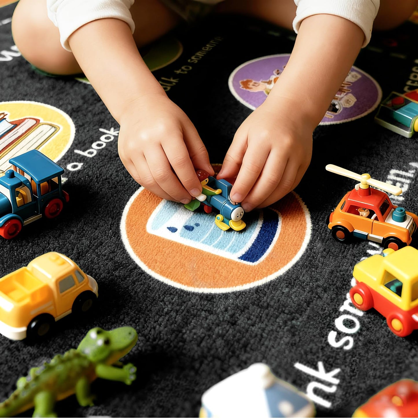 Classroom Rug Elementary 5x7 ft, Calming Corner Rug for Classroom Daycare Preschool, Educational Sensory Emotion Feelings Carpet, Smiley Face Kids Play Mat for Playroom, Non-Slip Washable(Black)