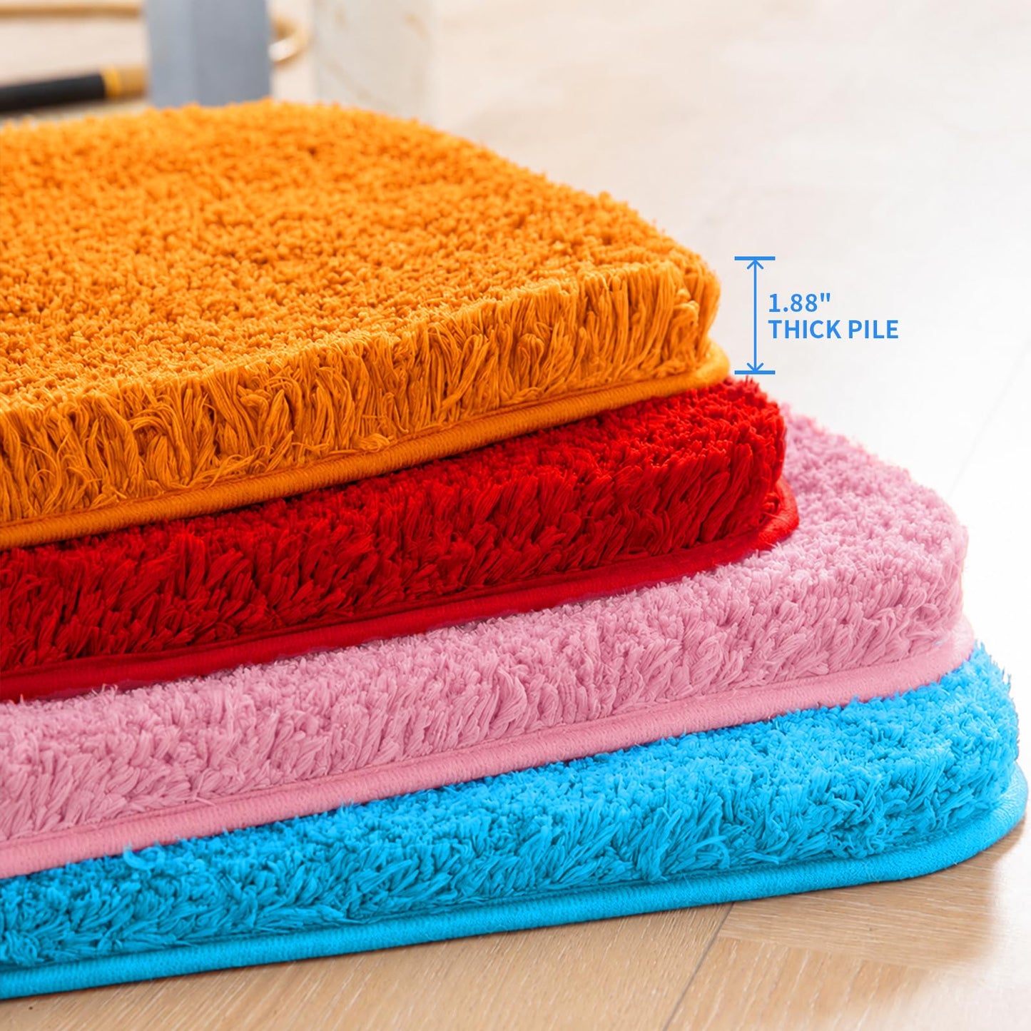 Avrilo Bathroom Rugs Soft Microfiber Non-Slip Absorbent Bath Mats Quick Dry Thick Machine Washable, 32" x 20", Red