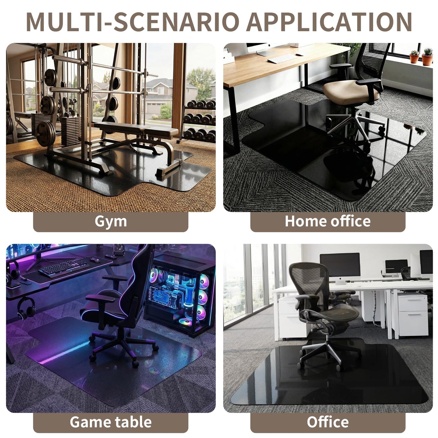 Office Chair Mat for Low Pile Carpeted Floors with Lip, 48" x 60" Heavy Duty Floor Mat for Desk Chair on Carpet,Easy Glide Carpet Protector Mat for Computer Chairs,Rolling Chairs,Office,Home,Anti-slip