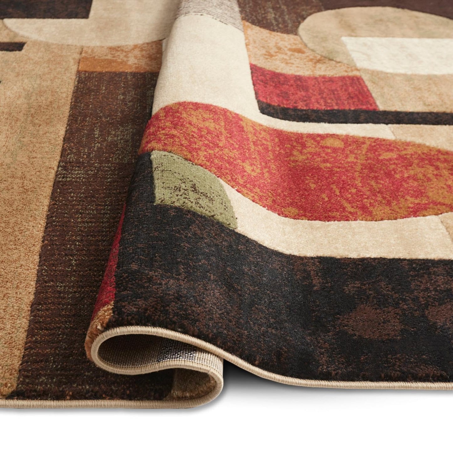 Home Dynamix Tribeca Jasmine Modern Area Rug, Abstract Brown/Green 5'2"x7'2"