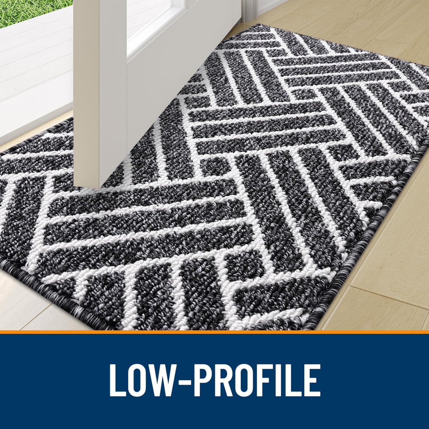 OLANLY Indoor Door Mat, 36x24 Inch, Dirt Resistant and Absorbent, Non-Slip Rubber Backing Floor Mats, Easy Clean Low-Profile Doormat for Entryway, Front Door, and Inside Entrance, Black