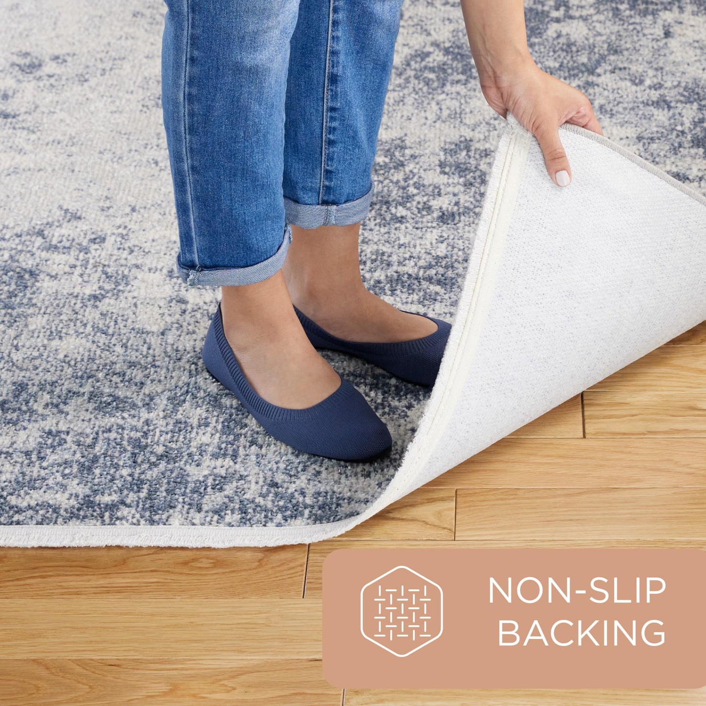 Town & Country Everyday Rein Abstract Cloud Everwash® Washable Area Rug with Non-Slip Backing, Pet Friendly Rug, Blue/Grey, 7'10"x10'2"