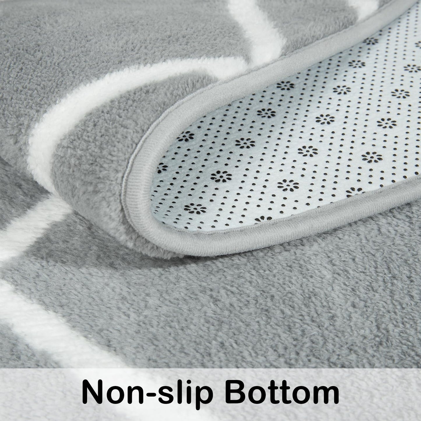 Rtizon Soft Area Rug for Bedroom, 4x6Ft Moroccan Rugs for Living Room, Geometric Non-Slip Carpet with Memory Foam for Boys Girls's Bedside Office Dorm Hallway, Grey and White