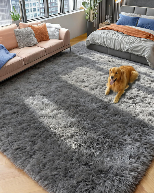 PAGISOFE Grey Fluffy Rugs for Bedroom 4x6 Area Rug Shag Rug for Kids Room Furry Carpet Modern Living Room Rug Soft Shaggy Boys Rug Fuzzy Throw Rugs for Home Decor Aesthetic, Dorm Nursery Gray