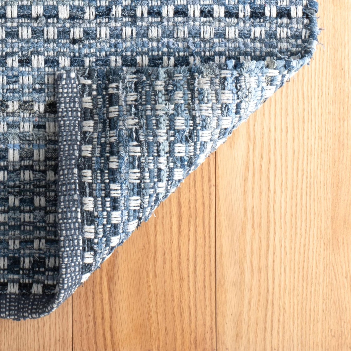 Dash & Albert Denim Stone Blue Handwoven Cotton Rug, 7.5 X 9.5 Feet, Blue Geometric Pattern - Premium Luxury Hotel Quality Soft Breathable Hypoallergenic Machine Washable Easy Care All Season