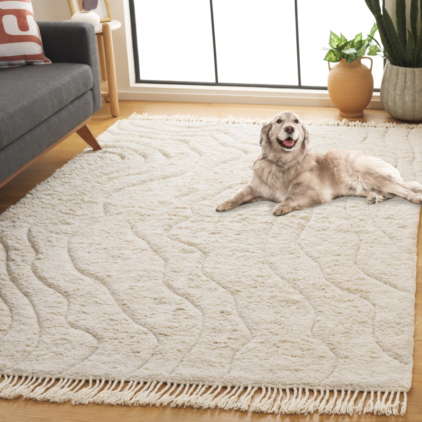 SAFAVIEH Vermont Collection Area Rug - 5' x 8', Ivory, Handmade Wool, Ideal for The Living Room, Dining Room, Bedroom (VRM203A-5)