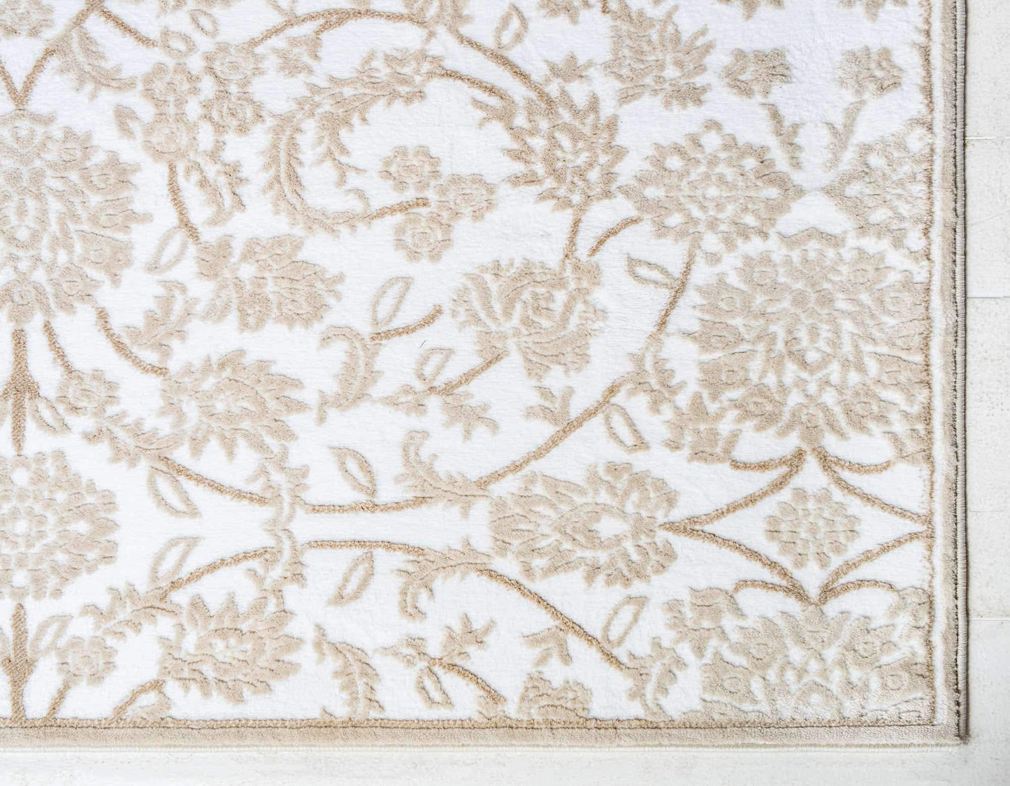 Unique Loom Rushmore Collection Area Rug - Taft (3' x 9' 10" Runner, Snow White/ Beige)