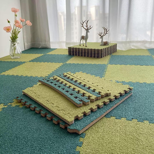 Square Interlocking Low Pile Carpet for Parlor, Modern Comfortable Sound Insulation Floor Mat for Bedroom, Soft Washable Carpet for Indoor, Suitable For All Seasons,Removable at any time,protect floor