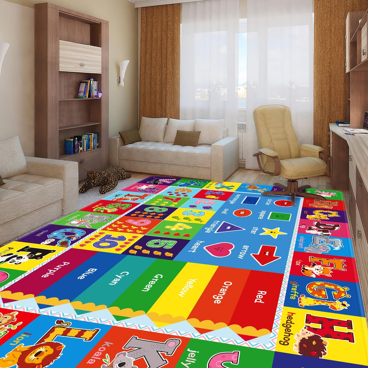 Kentaly 5X7 ABC Kids Rugs for Playroom - Play Mat with ABC Alphabet, Numbers & Colors Educational Rug for Kids Room, Classroom, Daycare, Preschool - Playmat for Boys and Girls (78.7X 59 Inch)